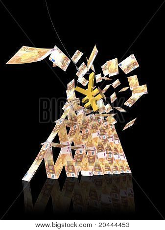 Euro-Turm-Kollaps von Yen-Symbol-Streik
