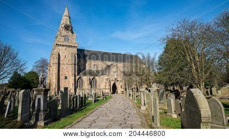 Front entrance to St Machar's Cathedral in Aberdeen
