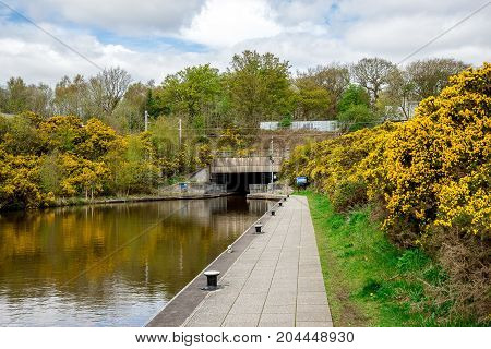 A Tunnel Leading From Union Canal To Falkirk Wheel Boat Lift