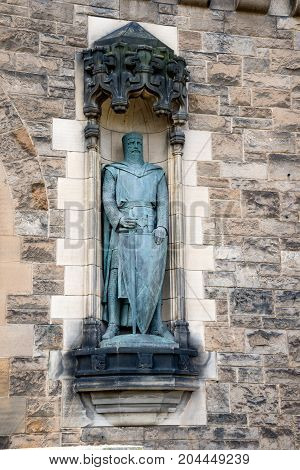 William Wallace statue on the wall inside of Edinburgh Castle Scotland