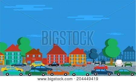 many cars parking and driving in an old historic city