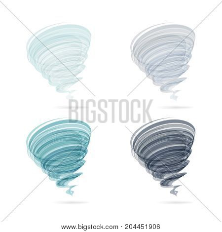 Tornado swirl icon set isolated on white background