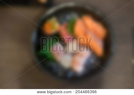 Blur background special deluxe salmon sashimi set