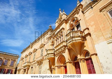The Bishops Palace in the Pjazza San Pawl Mdina Malta Europe.