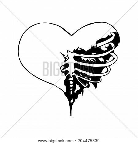 Abstract heart tribal tattoo design. heart skeleton