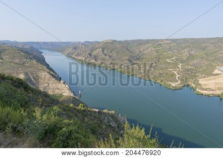Viewpoint to the river ebro in Fayon, Zaragoza, Spain.