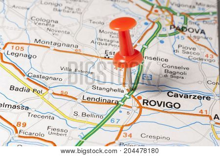 Road map of the city of Rovigo Italy