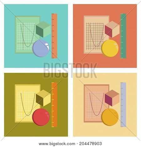 assembly flat icons education school geometry lesson