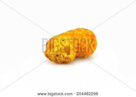 Peanut flips close up of fast food on white background