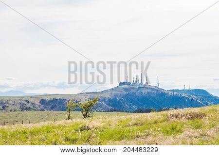 Beautiful landscape view of Utsukushigahara park and Radio tower is one of the most important and popular natural place in Nagano Prefecture Japan.