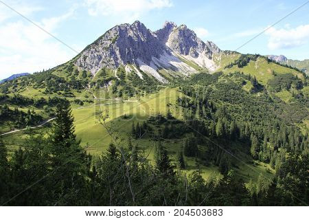 view to the tannheimer alps in Austria