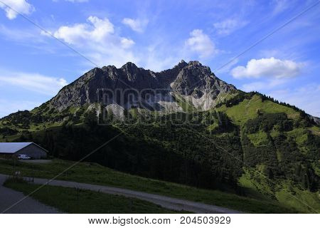 view to the tannheimer alps in Austria