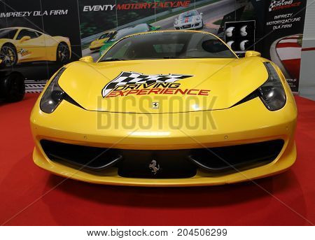 CRACOW POLAND - MAY 20 2017: Ferrari 812 Superfast displayed at MOTO SHOW in Cracow Poland. Exhibitors present most interesting aspects of the automotive industry