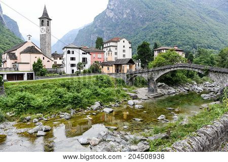 The Village Of Bignasco On Magga Valley