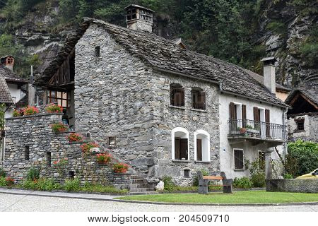 The Village Of Bignasco On Magga Valley