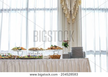 Delicacies and snacks at a buffet or Banquet. Catering. Selective focus.