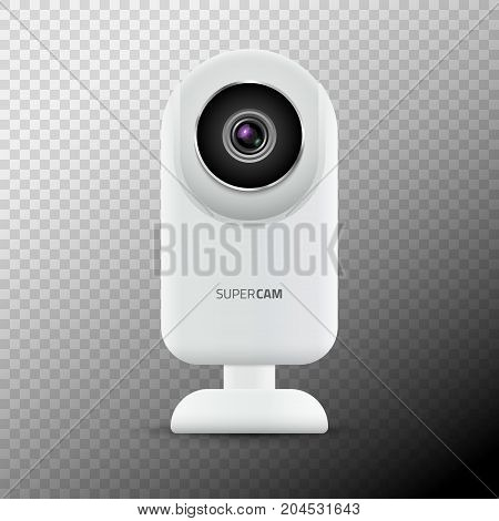Realistic computer web camera isolated. Video camera technology digital illustration. Webcam device.