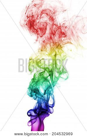 Colorful rainbow smoke isolated on white background. Colors of gay pride. Lbgt concept