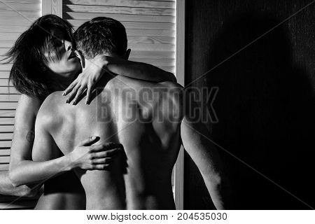 Young Couple Of Muscular Macho Man And Pretty Sexy Woman