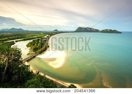 Top View seascape beach at Prachuab Khirikhan povince landscape Thailand