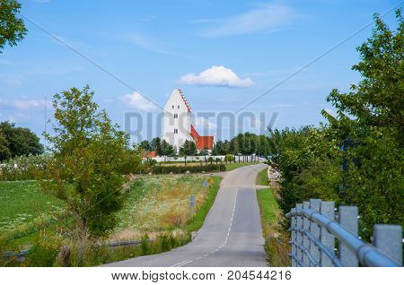 Road to church of Kastrup in Denmark