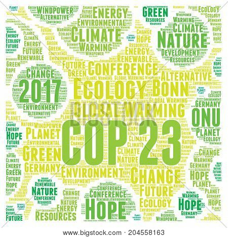 COP 23 in Bonn, Germany word cloud illustration