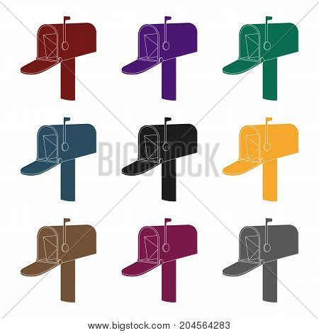 Correspondence box.Mail and postman single icon in black style vector symbol stock illustration .