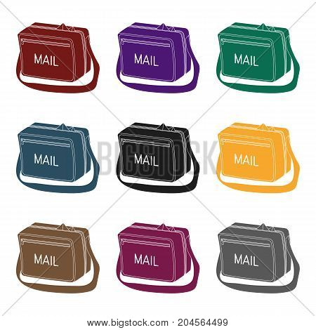 Postal bag.Mail and postman single icon in black style vector symbol stock illustration .