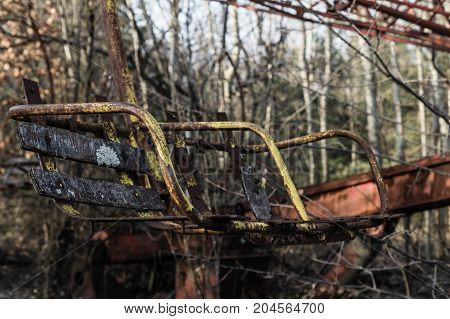 old broken carousel after catastrophe in the pripyat