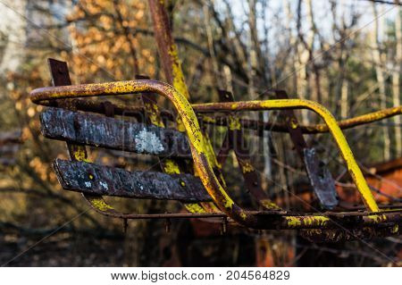 old broken carousel after catastrophe in the pripyat