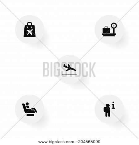 Collection Of Data, Letdown, Vip And Other Elements.  Set Of 5 Plane Icons Set.