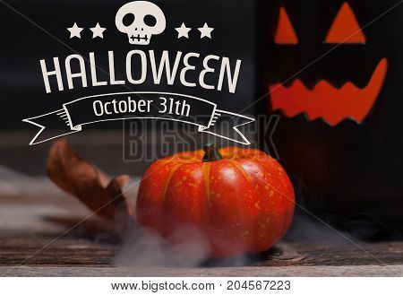 Halloween,  Spooky Pumpkin With Smoke In The Dark Night