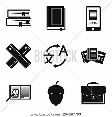 Learning languages icons set. Simple set of 9 learning languages vector icons for web isolated on white background