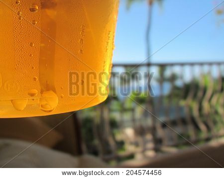 Ice Cold Beer on the Lanai in Tropical Hawaiian Paradise