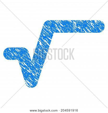 Grunge Sqrt icon with grunge design and dirty texture. Unclean vector blue sqrt pictogram for rubber seal stamp imitations and watermarks. Draft sign symbol.