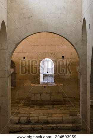 MONTMAJOUR FRANCE - JUNE 26 2017: Interior of Abbey of St. Peter in Montmajour near Arles France