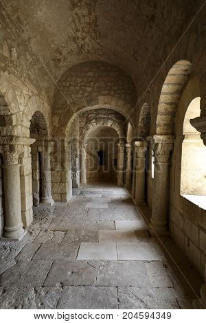 MONTMAJOUR FRANCE - JUNE 26 2017: Romanesque Chapel of St. Peter in Montmajour Abbey near Arles France