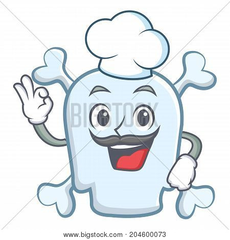 Chef skull character cartoon style vector illustration