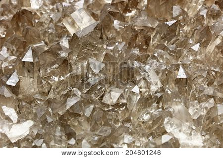 Cluster Of Quartz Mineral Crystals Close Up