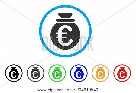 Euro Fund rounded icon. Style is a flat Euro fund gray symbol inside light blue circle with black, gray, green, blue, red, orange variants. Vector designed for web and software interfaces.
