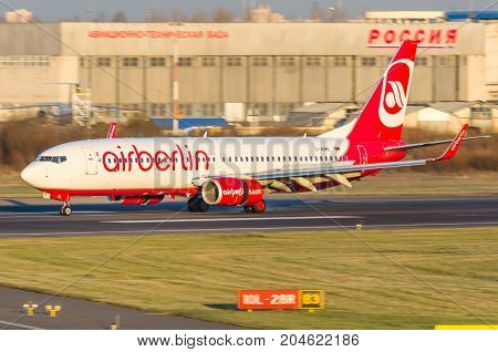 Boeing 737 Airberlin, Airport Pulkovo, Russia Saint-petersburg October 30, 2014