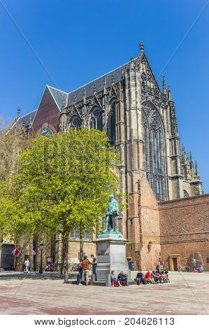 UTRECHT, NETHERLANDS - APRIL 09, 2017: Dom church at the central square in Utrecht Netherlands