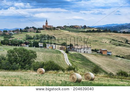 Summer landscape along the road from Serramazzoni to Marano sul Panaro (Modena Emilia Romagna Italy) at summer