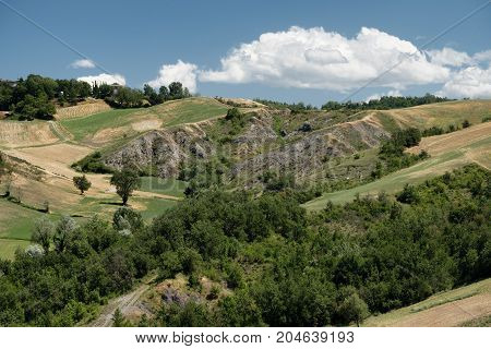 Summer landscape near Rivalta di Lesignano de Bagni (Parma Emilia-Romagna Italy) with the typical rocky inlets