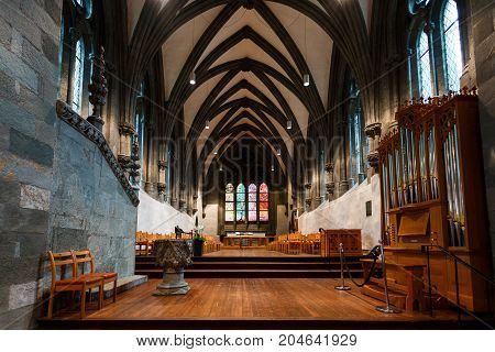 Stavanger Norway - August 24 2017: Interior of the oldest Stavanger's Church located in the city of Stavanger in Rogaland county
