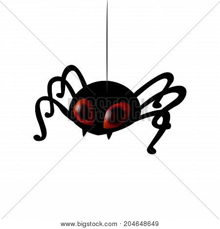 Funny spider cartoon for you design. Vector illustration. Realistic eyes on black silhouette. Character concept.
