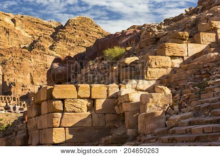 Ancient abandoned rock city of Petra in Jordan tourist attraction