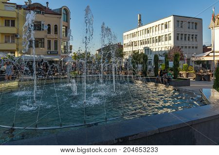 PETRICH, BULGARIA - SEPTEMBER 6, 2017:  Panoramic view of Centre of town of Petrich, Blagoevgrad region, Bulgaria
