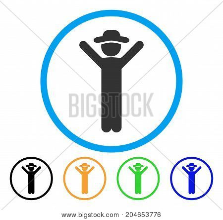 Happy Gentleman icon. Vector illustration style is a flat iconic happy gentleman grey rounded symbol inside light blue circle with black, green, blue, yellow color variants.