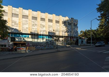 PETRICH, BULGARIA - SEPTEMBER 6, 2017:  Panoramic view of Centre of town of Petrich, Blagoevgrad region, Bulgaria